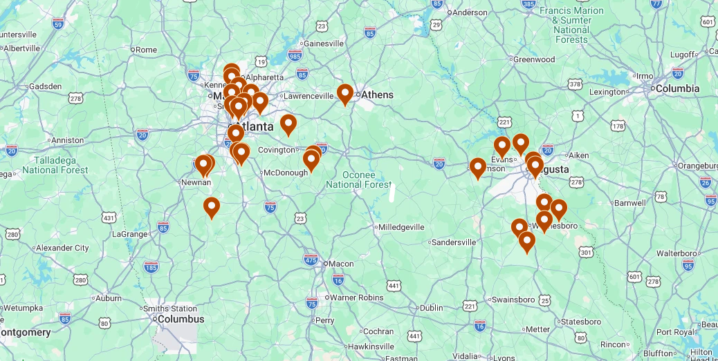 Map of Georgia Birding Trails.
